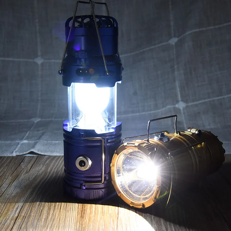 Solar Rechargeable Fan LED Camping Light Flashlight Hanging Tent Lantern New