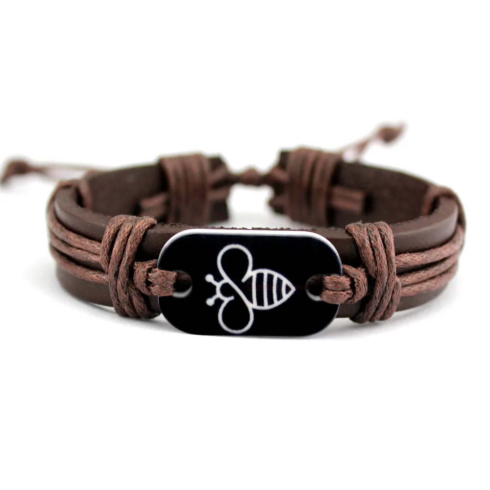 Turtle Tortoise Bee Honeybee Charm Leather Bracelets Women Men Unisex Jewelry Christmas Gift leather bracelets