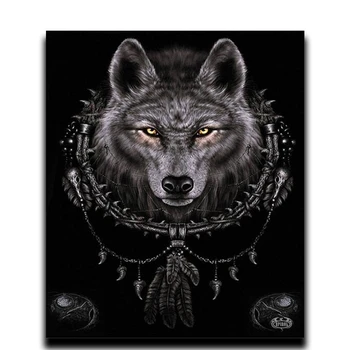 

Painting Diamond DIY Diamond Rhinestone for Round Stitching \ Square Mosaic Full Fabric for the embroidery "Night Wolf"