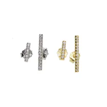 Новинка, модные, настоящие 925 пробы, серебряные, прямые, палочка, серьги-гвоздики, Полный cz проложенный пирсинг, вертикальная полоска, подарок для мужчин и женщин