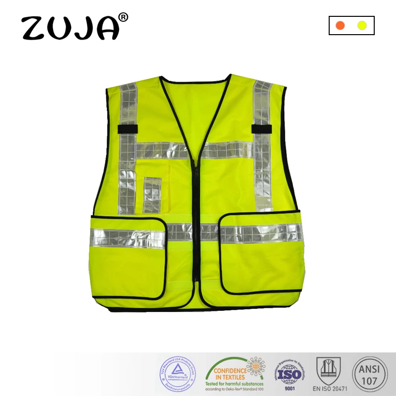 

High Reflective Break Away Adjustable White PVC tape Safety Vest One Pocket