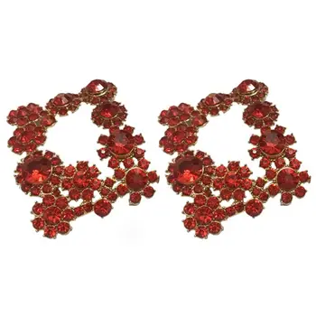 

2 Pcs/Set Shoe Clip Chinese Red Rhinestone Glitter Exquisite Luxury Floral Clips Lady Wedding Bride High Heel Decoration Clip