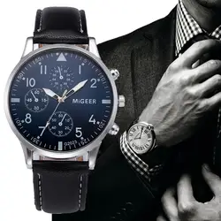 Ретро дизайн кожаный ремешок аналог, кварцевый сплав наручные часы для мужчин наручные украшения вечерние бизнес часы gif для мужчин