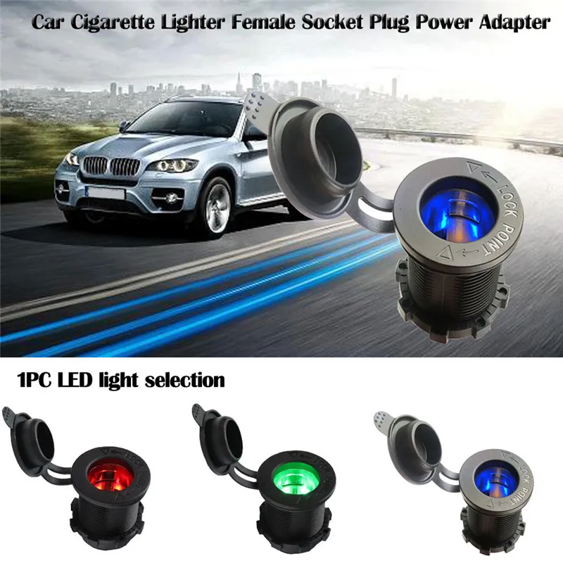 

kongyide Car Charger 1Pc Car Cigarette Lighter Female Socket Plug Power Adapter With Waterproof Cover 12V 120W m22