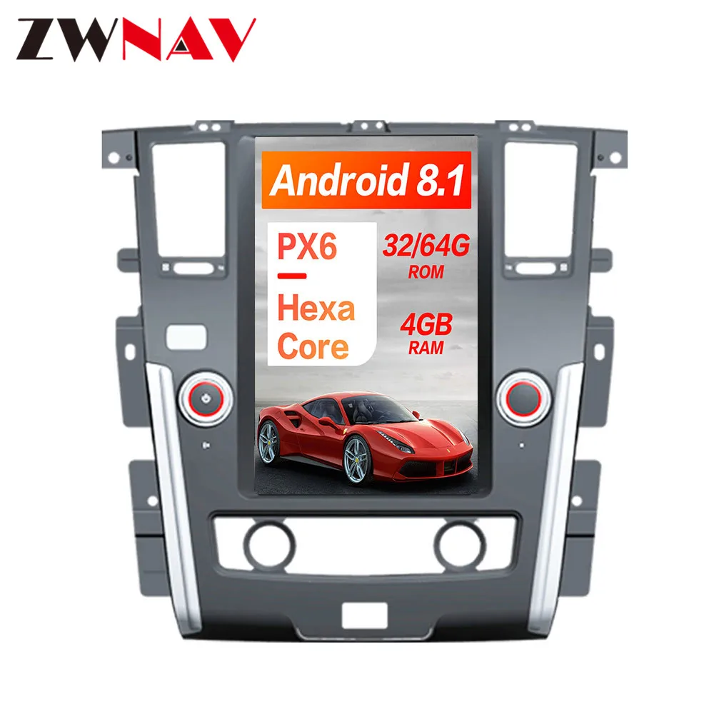 13," Android 8,1 4 Гб ОЗУ Тесла стиль PX6 Автомобильный gps навигация для NISSAN PATROL 2010+ головное устройство Мультимедиа Радио магнитофон HD