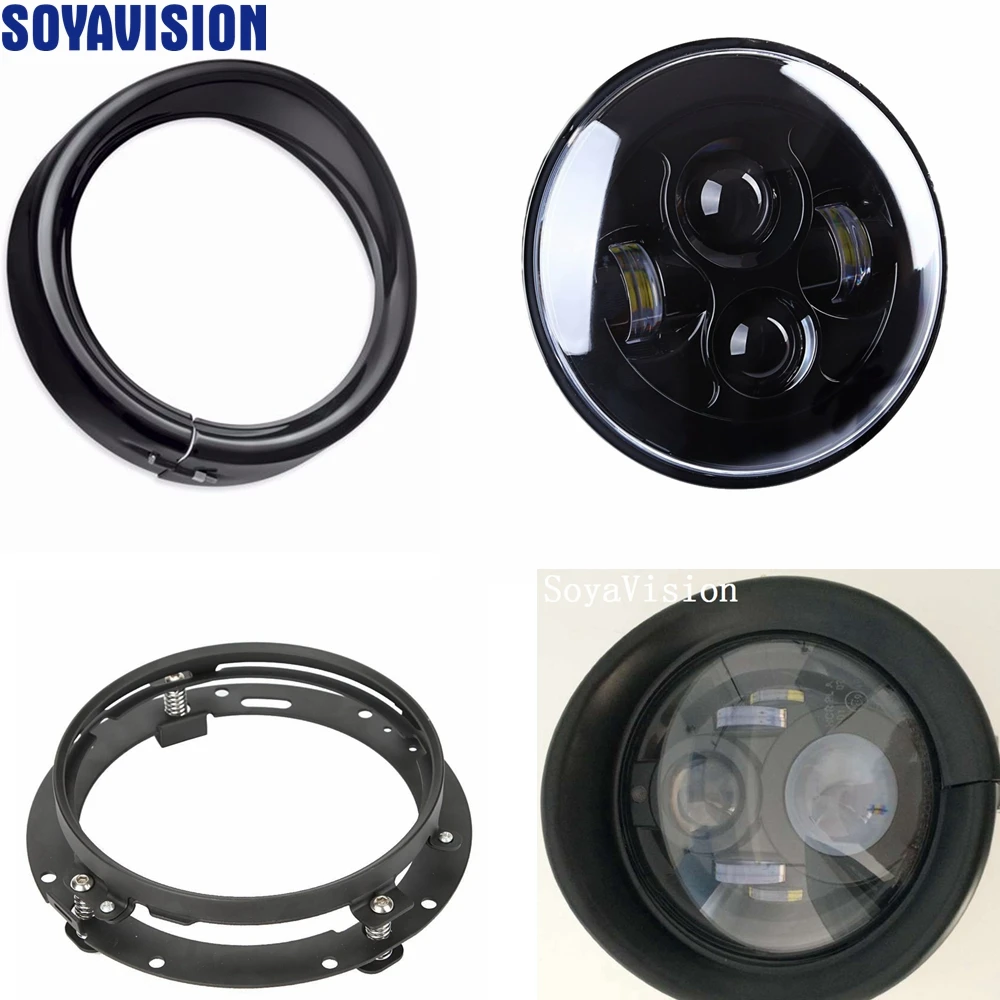Buy 7 inch Black Headlight Trim Ring Bezel for Harley
