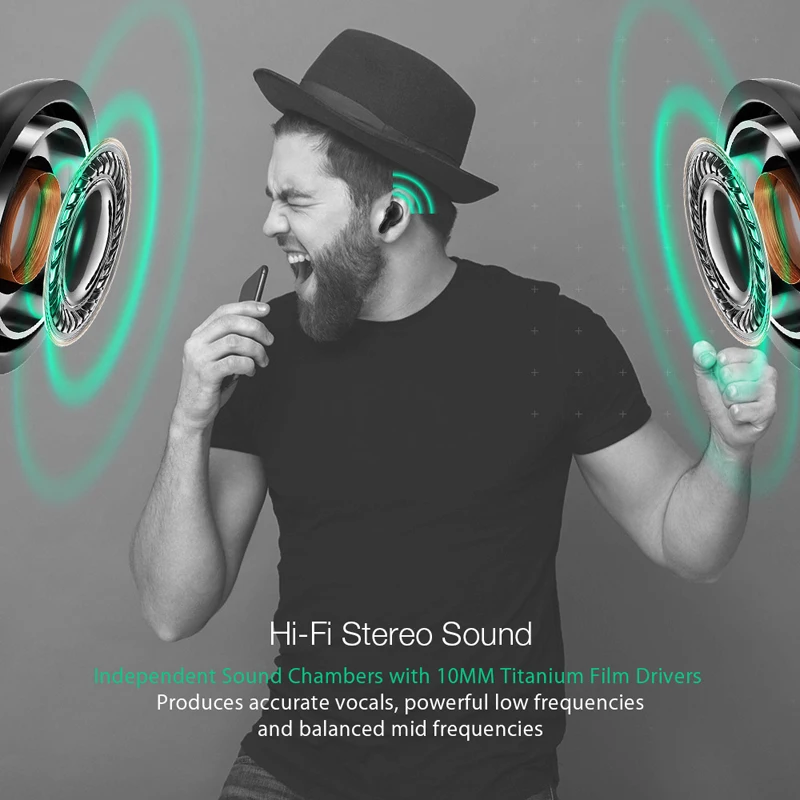 Blitzwolf bluetooth V5.0 TWS Wireless Earphone Stereo Earbuds Waterproof Microphone Sport Headsets with Charging Box for Phone