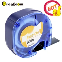 Greateam Dymo 1 шт. 18771(18768,18769, 18770) ткань железная черная на белом 12 мм* 2 м совместимый Dymo letratag лента для принтер этикеток