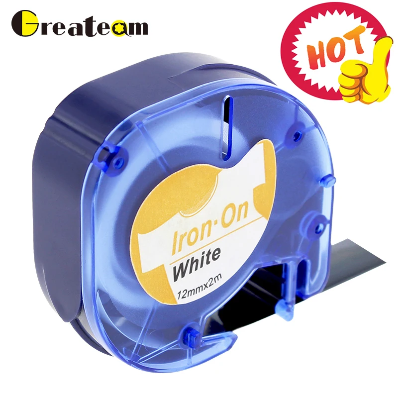 Greateam Dymo 1 шт. 18771 (18768 18769 18770) ткань железо на черном белом 12 мм * 2 м совместимая лента