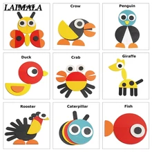 Деревянные 3D головоломки игрушки для дети мультфильм Животные Жираф деревянные головоломки интеллект дети ребенок Ранние развивающие игрушки