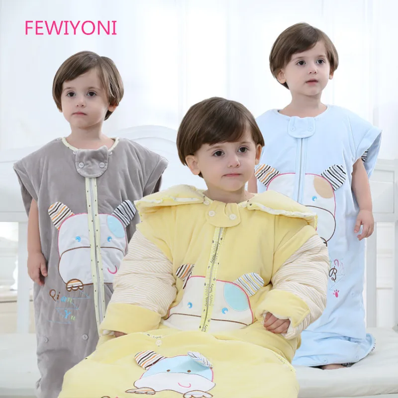FEWIYONI/спальный мешок для малышей, зимнее стеганое одеяло, детский спальный мешок на весну и осень, толстый съемный рукав, для детей от 0 до 5