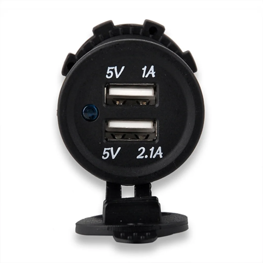 3.1A Dual USB Car Charger 2Port Adapter Blue LED Light 12V/24V