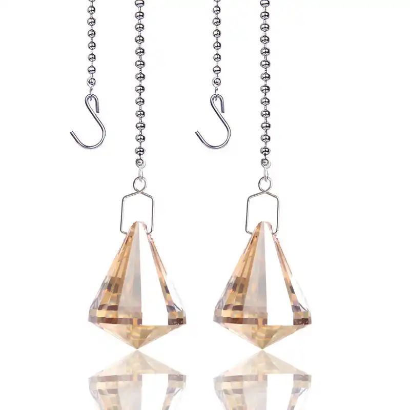 H D 2pcs Champagne Tapered Crystal Chain Chandelier Lamp Pendant Crystal Chain Chandelier Lamp Pendant