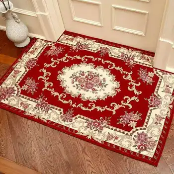 

Jacquard Carpet European and American Style Plant Floral Pattern For Living Room Bedroom Baths Mat Anti-Slip Home Decoration