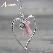 Anslow-collar de cadena con borla con corazón Retro para mujer, nuevo diseño, gran oferta, accesorios de joyería para mujer, 70cm de longitud, LOW0068AN