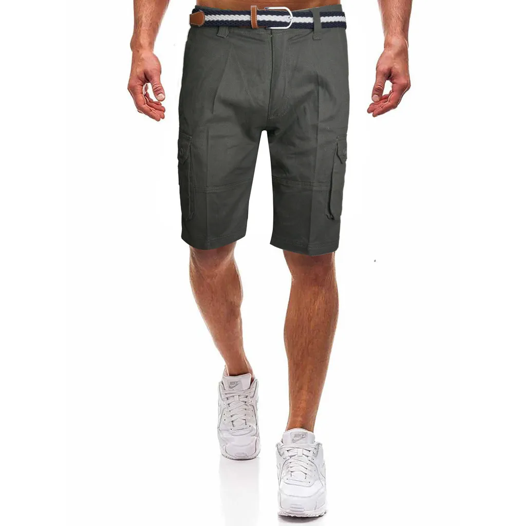Модный средний класс мужские шорты Свободные повседневные красивые мужские для пикника Спортивные Повседневные многокарманные карго Серый W30423