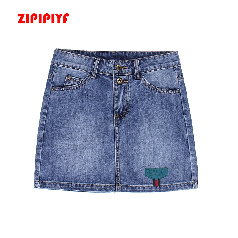ZIPIPIYF Летние Женские Джинсы Джинсовая Юбка Плюс Размер Vintage Синий Короткие Мини