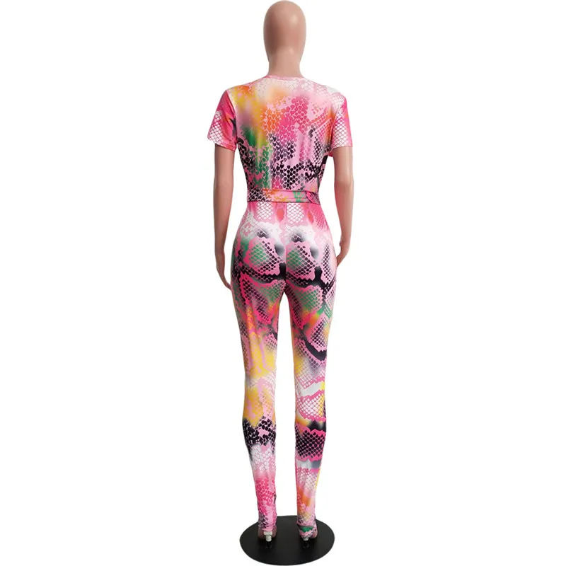 Adogirl Tie Tye Snakeskin Print Bandage Jumpsuit Women Sexy V Neck Short Sleeve Slim Romper Night Club Party Overalls Bodysuits Adogirl Tie Tye Snakeskin Print Bandage Jumpsuit Women Sexy V Neck Short Sleeve Slim Romper Night Club Party Overalls Bodysuits