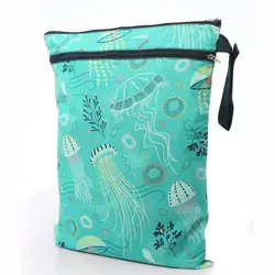 Складные Водонепроницаемые влажные многоразовые портативные сумки для новорожденных с набивным карманом на молнии дорожные влажные