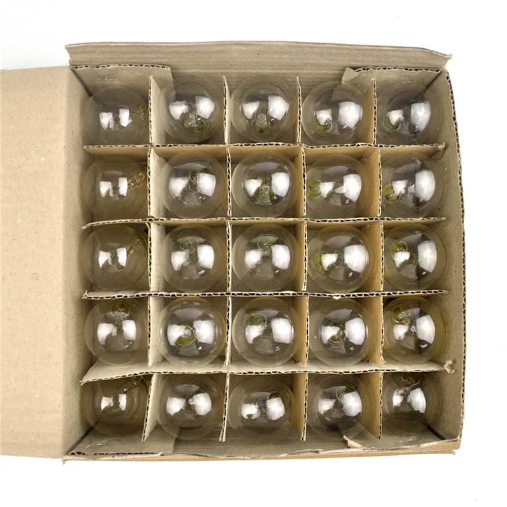 New Clear Globe G40 Bulbs Candelabra Screw Base, Pack of 25 Light Bulbs