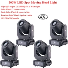 4Pcs/Lot NEW 200W LED Spot Moving Head Light 19/17 DMX Channels Lighting Effect LED Hot Sale Disco DJ Stage Light FlightcasePack цена 4Pcs/Lot NEW 200W LED Spot Moving Head Light 19/17 DMX Channels Lighting Effect LED Hot Sale Disco DJ Stage Light FlightcasePack цены онлайн