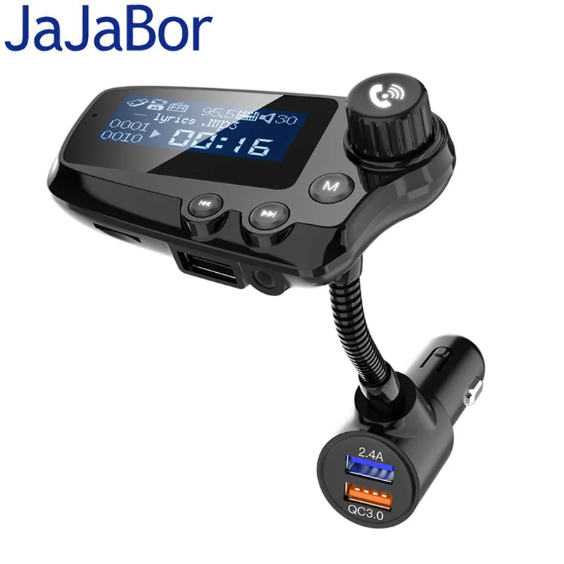 Jajabor Автомобильный комплект Bluetooth 5.0 Handsfree FM трансмиттер AUX Аудио приемник MP3 плеер
