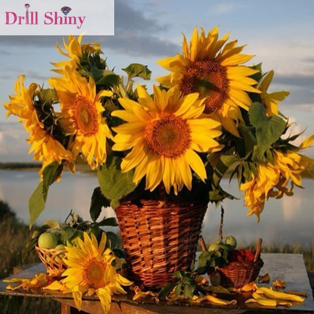 Us 546 30 Offberlian Lukisan Persegi Bor Berlian Imitasi Berlian Mosaik Cross Stitch Buatan Tangan Kerajinan Menjahit Bambu Keranjang Bunga