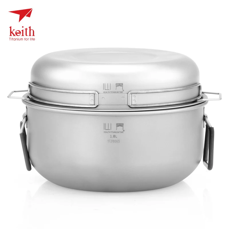 Keith exterior de titanio de olla de vapor Pan conjunto de cesta de Picnic olla vajilla para el fuego de la cocina de inducción mi6015