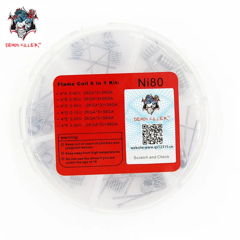 

Original Demon Killer Flame Coils 6 in 1 Kit Coil Rebuildable heating wire DIY heating wire for RDA & RBA Atomizer