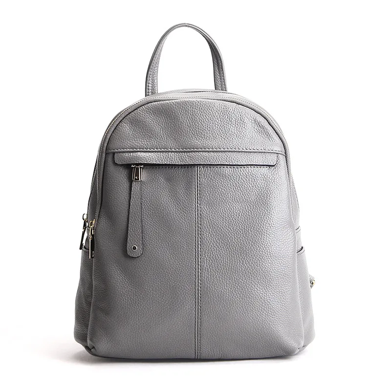 Модный женский кожаный рюкзак, популярный простой дизайн, коровья кожа, милые школьные сумки, женские рюкзаки высокого качества - Цвет: GREY