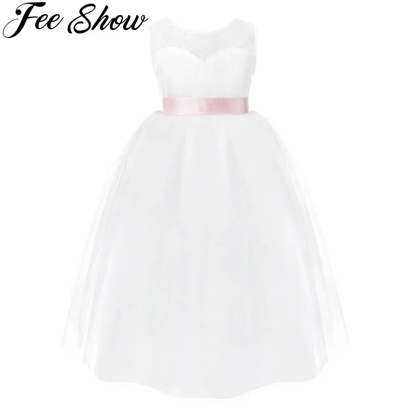 2 12Year Toddler Kids Girls Sleeveless White Dress Vestidos Formal