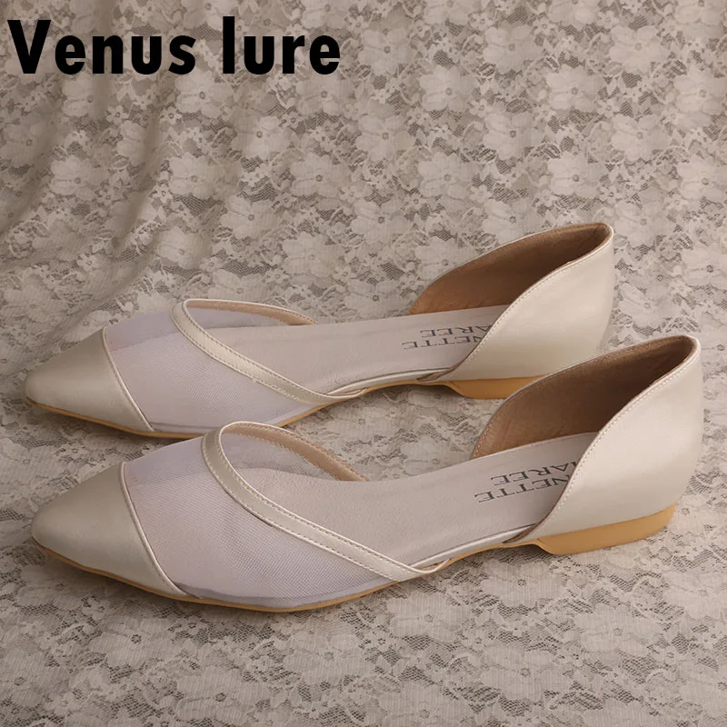 ivory satin flats