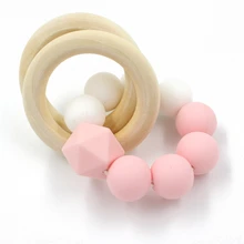 1 шт. деревянное кольцо Souding Teether Игрушка Силиконовый Прорезыватель для зубов 15 мм детская кроватка Мобильная погремушка для новорожденных детей T0362