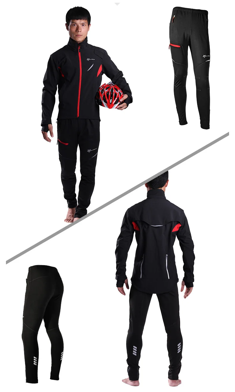 ROCKBROS осень-зима велосипедные штаны ветрозащитные Утепленная одежда Термальность спортивные брюки Для мужчин Mtb эластичный пояс
