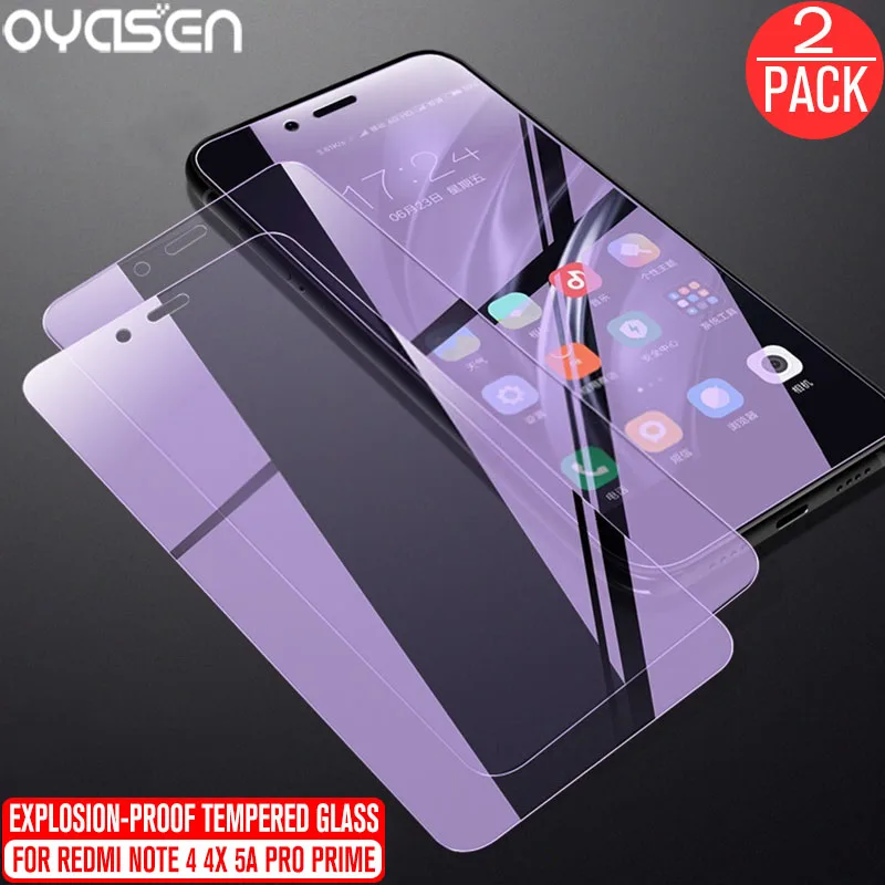 

2Pcs/lot For Xiaomi Redmi Note 4 4X 5A Prime Pro Tempered Glass Screen Protector Explosion-proof Anti Blue Light Protective Film