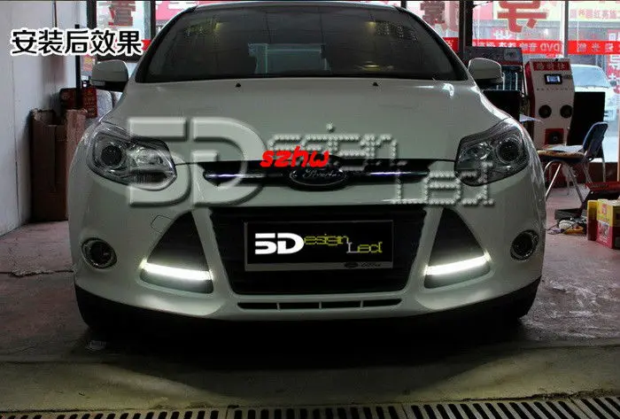 

LED Daytime Running Lights DRL LED Fog Lamp with Yellow Turn Signal Light case for Ford focus 2011~2013 1:1, free shipping
