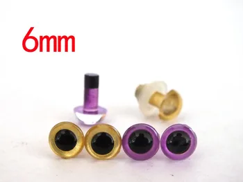 

20pairs 6mm gold and purple color safety eyes with white washer