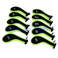 10 шт. молния зеленый оранжевый неопрен Гольф Железный наконечник высокого качества крышка головки для утюги для гольфа клуб 3-9 A PW SW