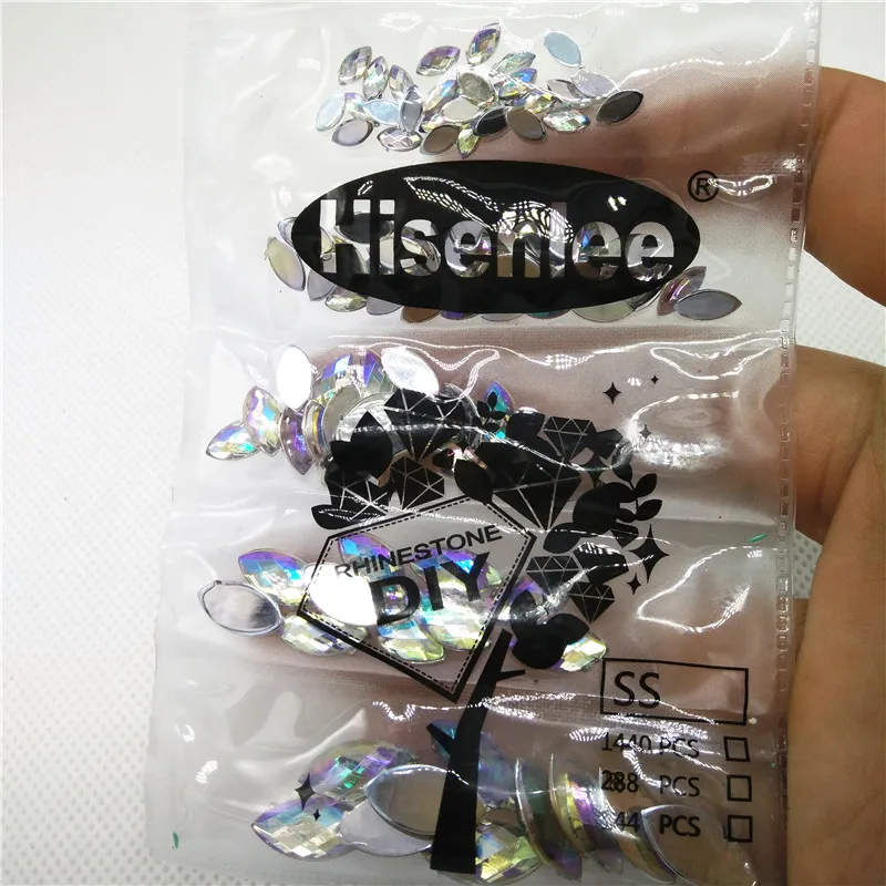 

5 size Crystal ab clear color all 100Pcs Flat Back Marquise Earth Facets Acrylic Horse eye Shape nail art Rhinestone decoration