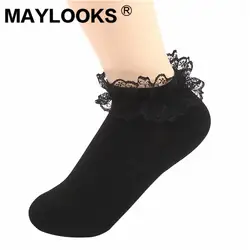 Maylooks/Хлопковые носки, новые летние милые кружевные сетчатые носки, W184