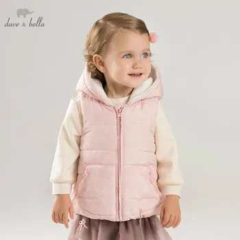 

DBJ8597 dave bella autumn baby girls sleeveless lovely coat children high quality coat kids pink vest 1 pc