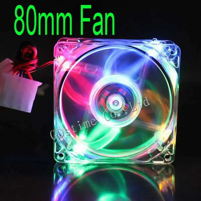 

1PCS 8CM Colorful Led Computer PC Fan Case with Light 4Pin 8025 DC 12V CPU Cooling Cooler 80MM