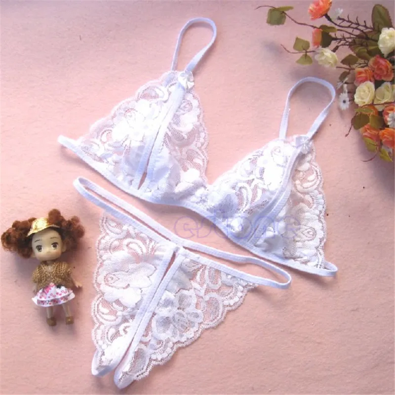 2 piece Set sexy lingerie hot 2017 Erotic Lingerie Lace Blossom Women's Bra T-back G-string Underwear Lace Gather Slim
