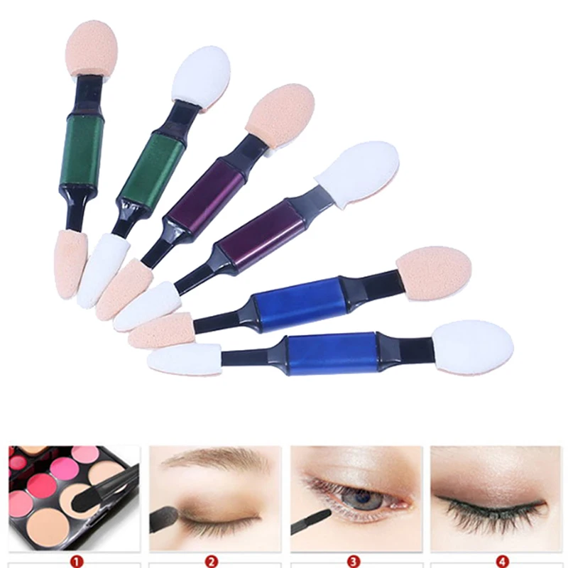 HOT 10pcs/set Double Ended Eye Shadow Brush Sponge Stick Makeup Tool Beauty Color Random
