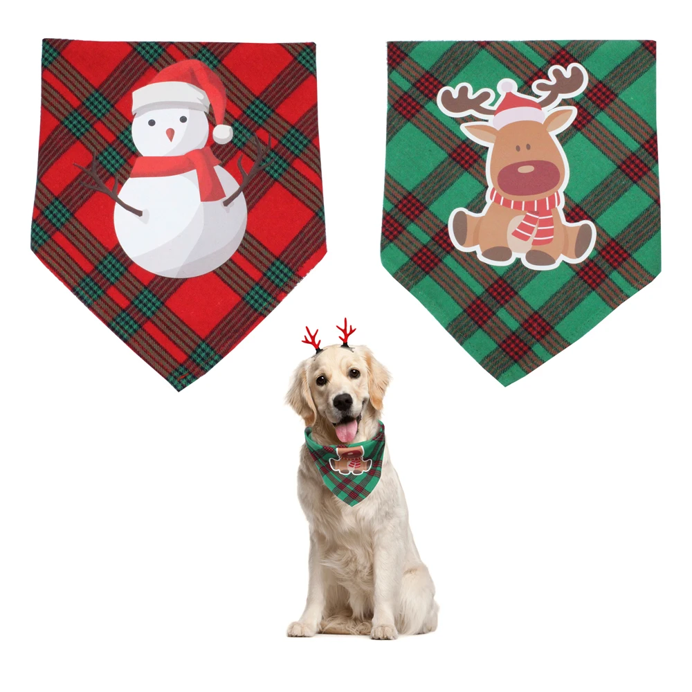 1pc/2pcs Adjustable Christmas Pet Triangular Scarf Bib Fashionable