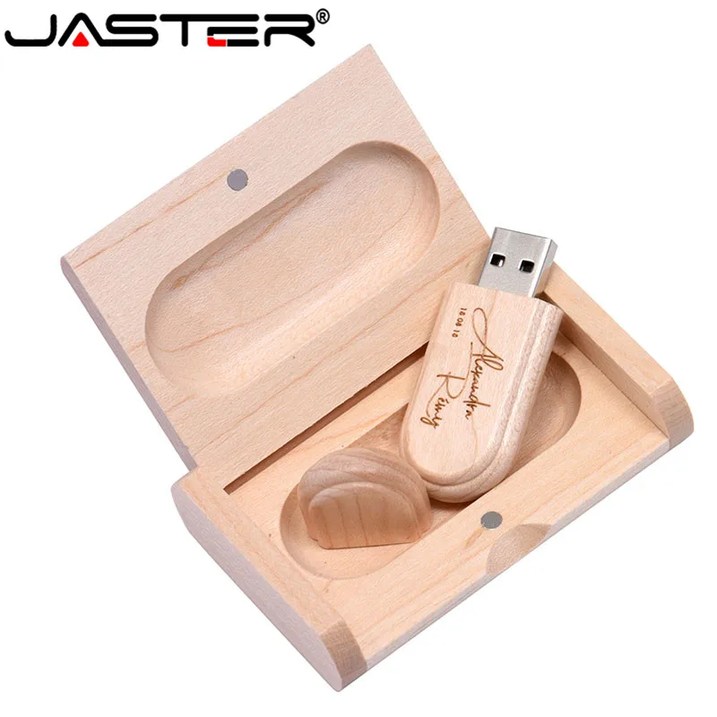

JASTER (over 10 PCS free LOGO) Creative Original Wooden usb + Box pen drive 8GB 16GB usb Flash Drive Memory Stick wedding Gift