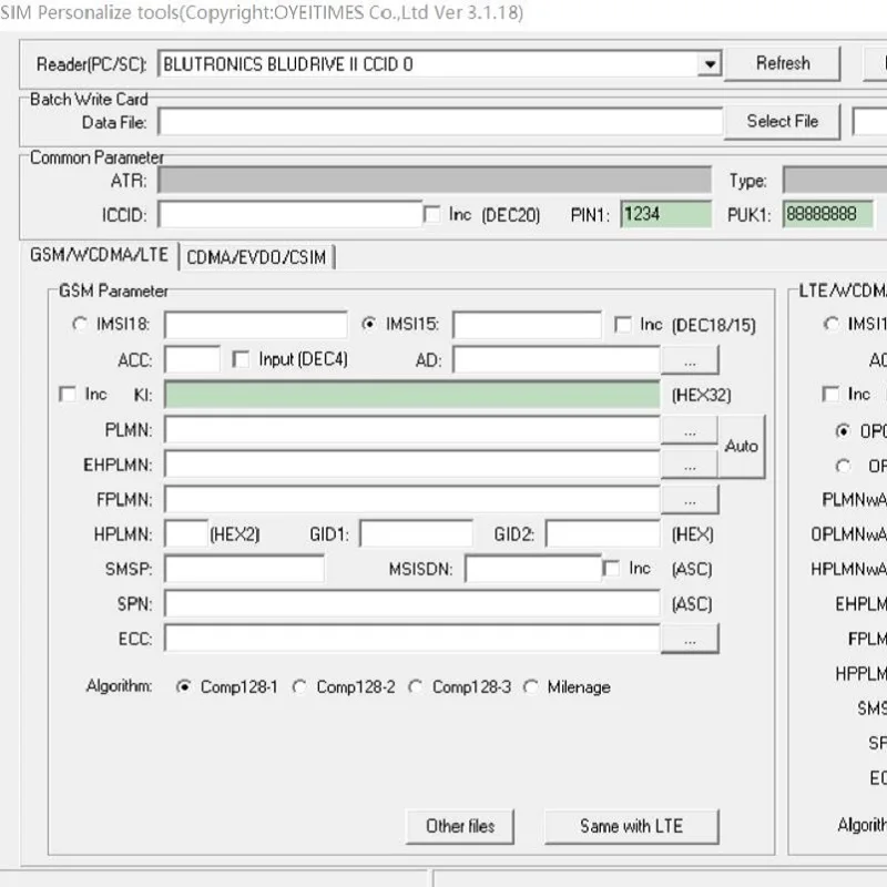 Oyeittimes 3.1.2 пустая sim-карта программное обеспечение PC/SC считыватель программное обеспечение программа sim-карта программное обеспечение COMP128/Milenage 2G/3g/4G