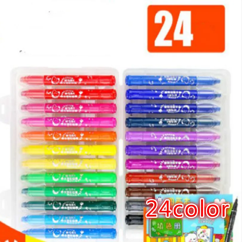 Растворимый маркер воды 12 цветов 24 цвета ручка для ткани исчезающая водорастворимый маркер - Цвет: 24color