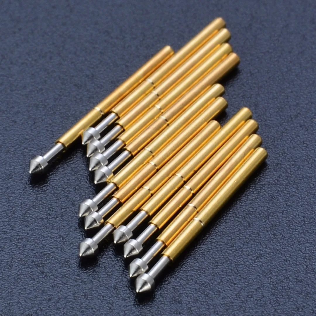 100pcs Gold Plated P75-E2 1.3mm Conical Head Spring Test Probe Pogo Pin Set 1.0mm Thimble