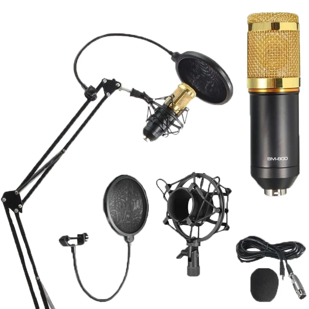 

Fashion Condenser Pro Audio BM800 Microphone Sound Studio Dynamic Mic +Shock Mount for Internet Singer